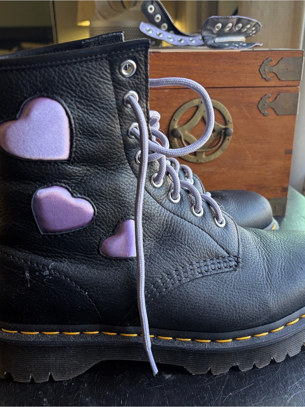 Doc Martin 1460 ZIP HEART VIRGINIA SATIN LUX LACE UP BOOTS